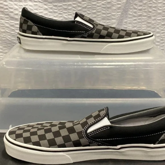 Vans Off The Wall Classic Slip-On Checkerboard Pewter & Black Size 10 New/Box - Picture 4 of 10